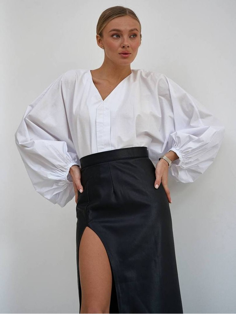 Блузка з пишними рукавами з бавовни Блузка з пишними рукавами з бавовни