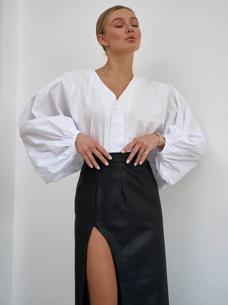 Блузка з пишними рукавами з бавовни Блузка з пишними рукавами з бавовни