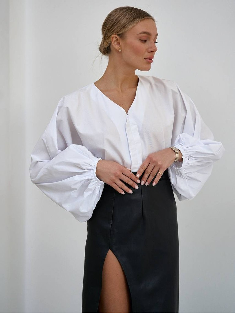 Блузка з пишними рукавами з бавовни Блузка з пишними рукавами з бавовни