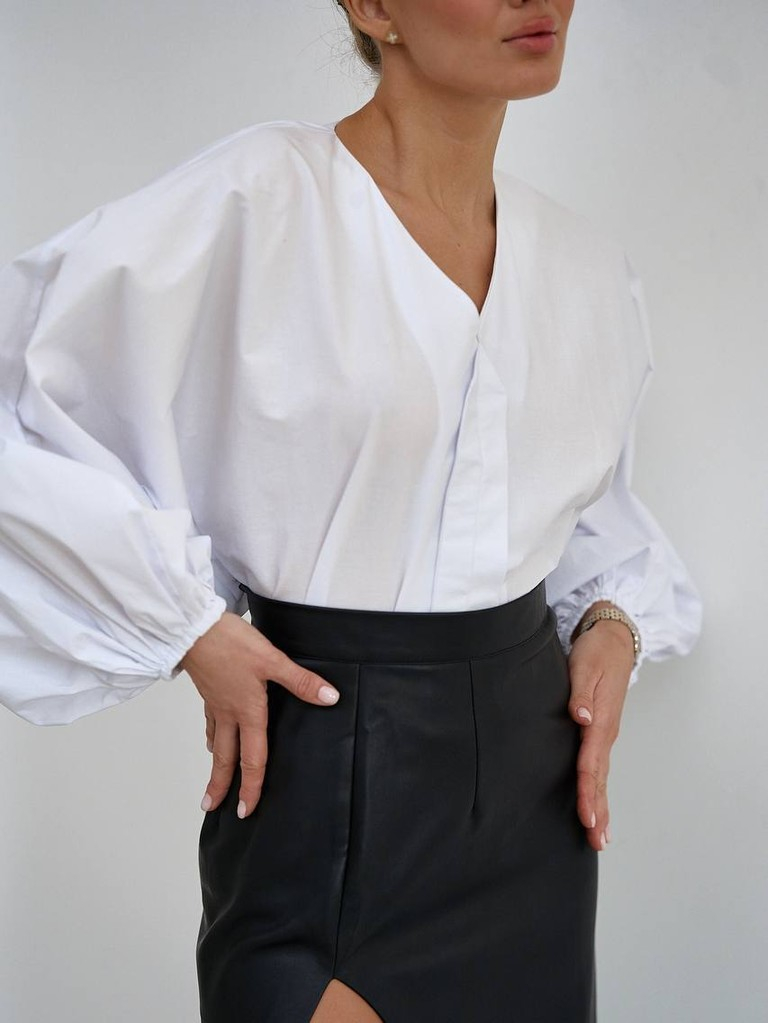 Блузка з пишними рукавами з бавовни Блузка з пишними рукавами з бавовни