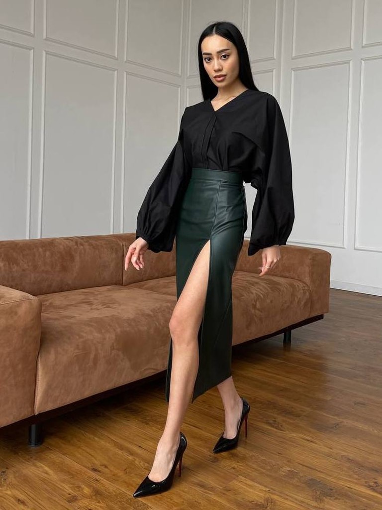 Блузка з пишними рукавами з бавовни Блузка з пишними рукавами з бавовни