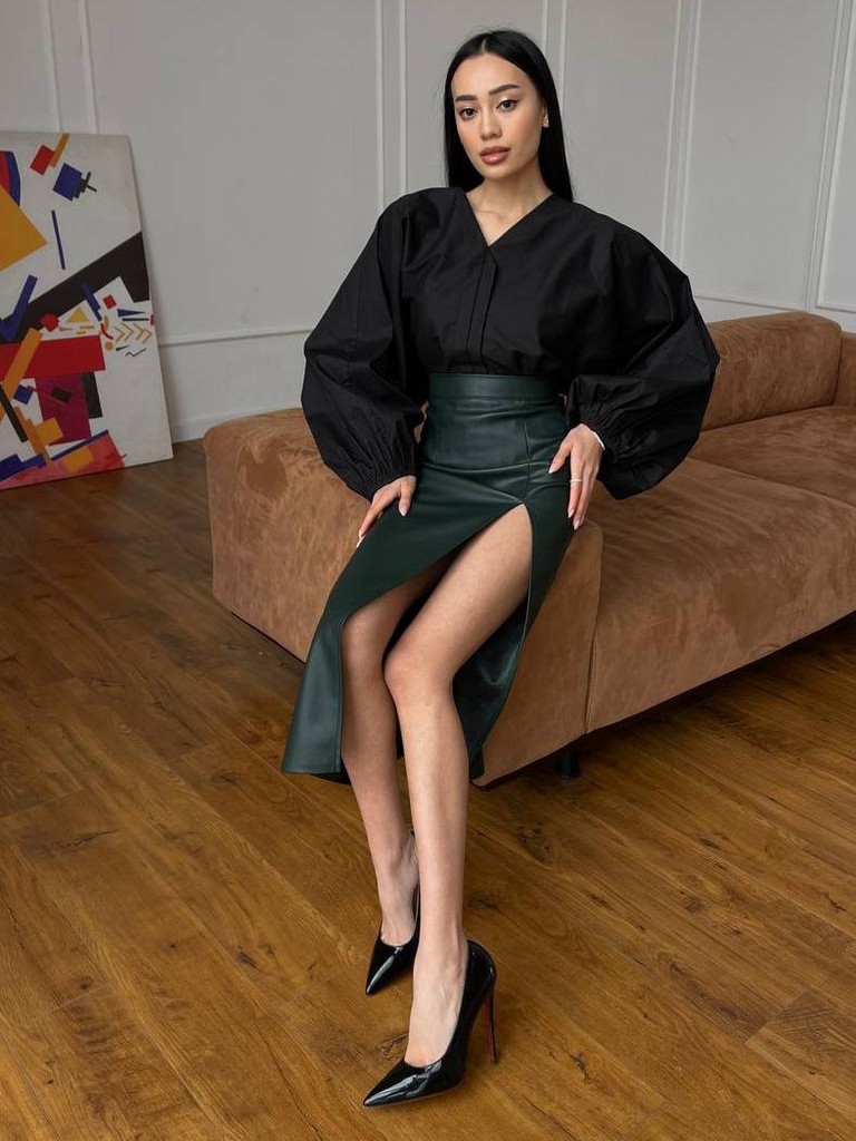 Блузка з пишними рукавами з бавовни Блузка з пишними рукавами з бавовни