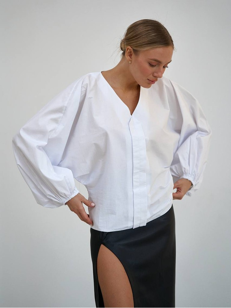 Блузка з пишними рукавами з бавовни Блузка з пишними рукавами з бавовни