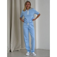 Short sleeves cotton knitted pantsuit 