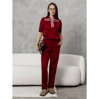 Short sleeves cotton knitted pantsuit 