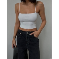 Thin straps ribbed crop top