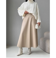 Long leather half sun pleated skirt 