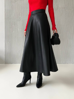 Довга шкіряна спідниця напівсонце