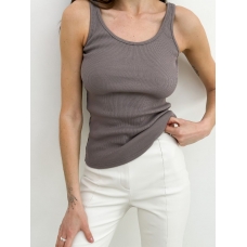 Mocha cotton wide straps ribbed tank top