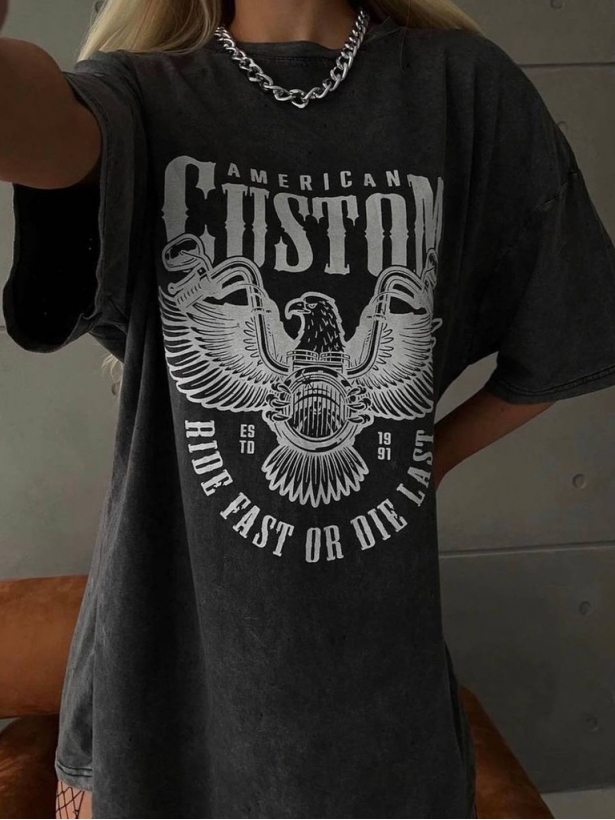 Gray elongated t-shirt Custom print