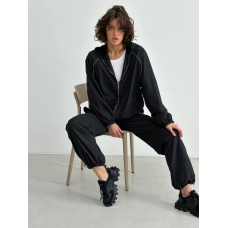 Black raincoat sports suit with reflective inserts