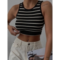 Striped ribbed crop top