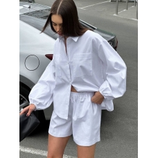 White linen shirt and shorts suit