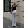 Білі шовкові прямі штани в білизняному стилі