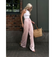 Powder color silk straight pants