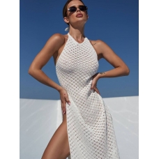 Knitted long cotton beach dress