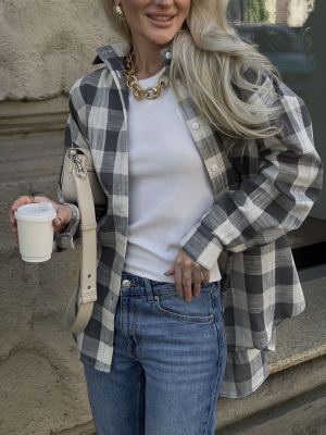 Лляна oversize рубашка в клітинку