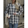 Лляна oversize рубашка в клітинку Лляна oversize рубашка в клітинку
