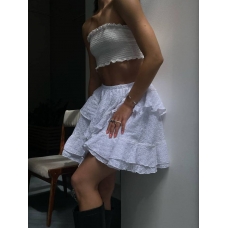 White skirt with ruffles and embroidery