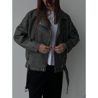 Graphite vintage oversize biker jacket