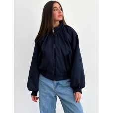 Dark blue demi-season cotton bomber jacket