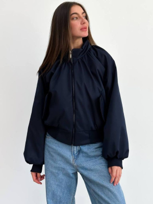 Темно-синя куртка бомбер з котону демісезон