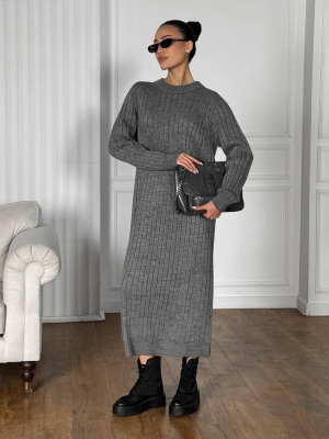 Безшовна пряма в'язана сукня лапша міді