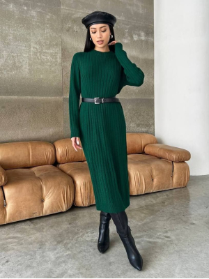 Безшовна пряма в'язана сукня лапша міді