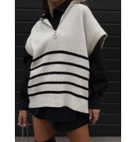 Knitted striped oversize vest