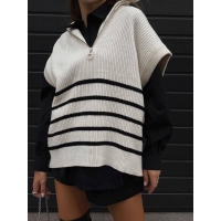 Knitted striped oversize vest