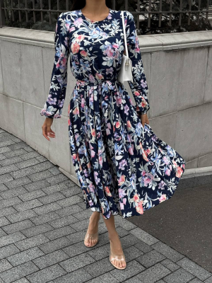 Шифонова сукня міді в блакитні квіти 