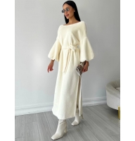 Warm fluffy dress with puffy sleeves