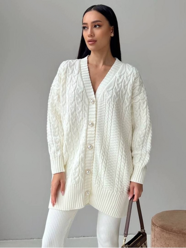 Merino and cashmere cardigan and leggings knitted suit
