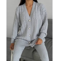 Merino and cashmere cardigan and leggings knitted suit