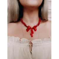 Red necklace with coral branches