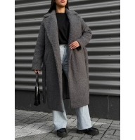Teddy fur winter midi belt coat