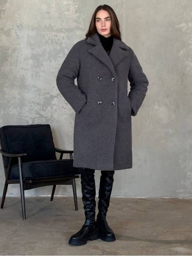 Medium-length bouclé winter coat