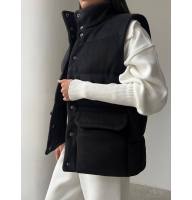 Quilted short coat fabric vest