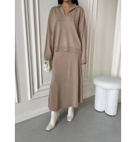 Knitted cotton long skirt suit