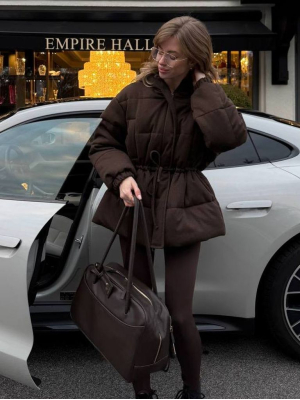 Вовняна зимова куртка парка з куліскою на талії