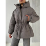 Вовняна зимова куртка парка з куліскою на талії