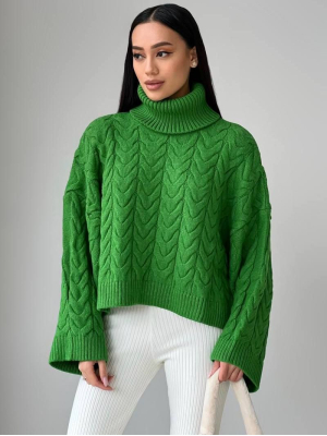 Укорочений оверсайз светр в коси