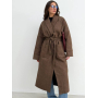 Довге коричневе пальто кімоно з утепленням