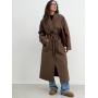 Довге коричневе пальто кімоно з утепленням