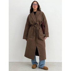 Long brown kimono coat with insulation