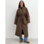 Довге коричневе пальто кімоно з утепленням