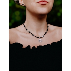 Magnetite stone choker with an Eye pendant