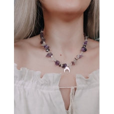 Amethyst necklace with moon pendant