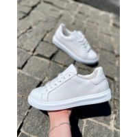 Basic white genuine leather sneakers 