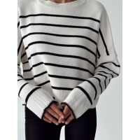 Cropped thin stripe sweater